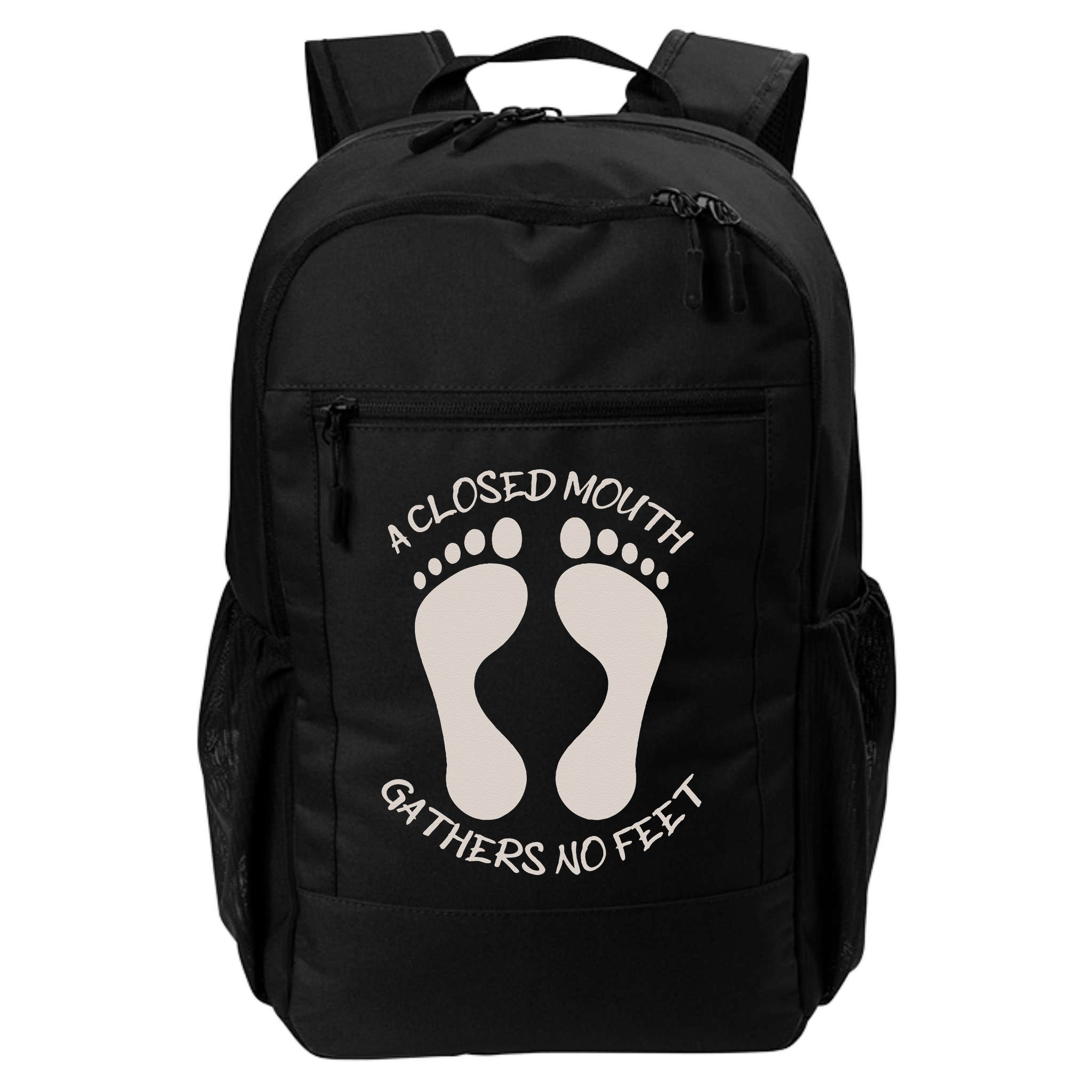 A Closed Mouth Gathers No Feet Funny Pun Corny Dad Joke Backpack
