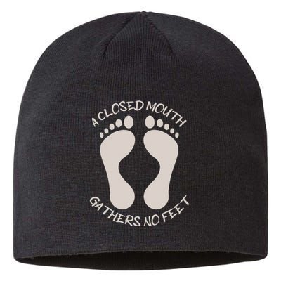 A Closed Mouth Gathers No Feet Funny Pun Corny Dad Joke Sustainable Beanie