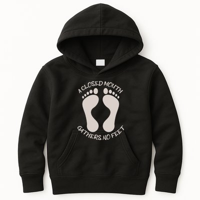 A Closed Mouth Gathers No Feet Funny Pun Corny Dad Joke Kids Hoodie