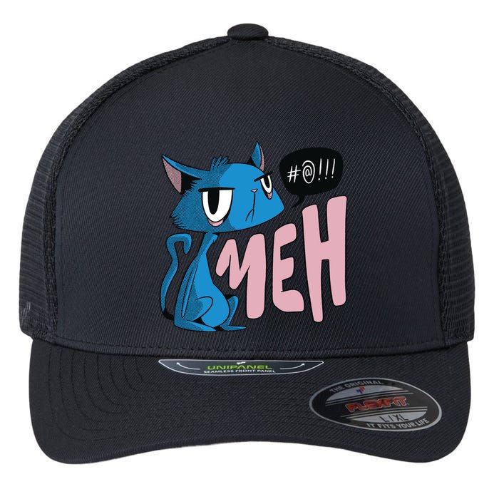 Annoyed Cat Meh Flexfit Unipanel Trucker Cap
