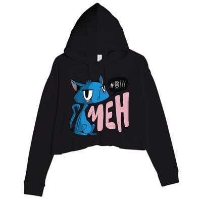 Annoyed Cat Meh Crop Fleece Hoodie
