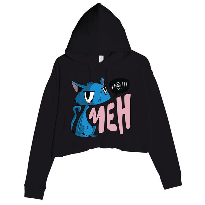 Annoyed Cat Meh Crop Fleece Hoodie