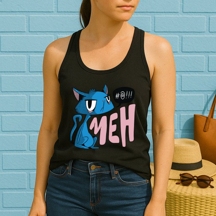 Annoyed Cat Meh Womens Tank Top