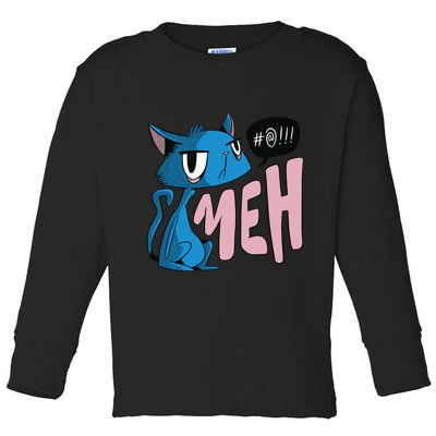 Annoyed Cat Meh Toddler Long Sleeve Shirt