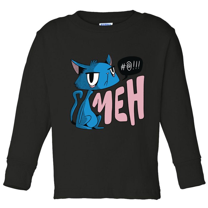Annoyed Cat Meh Toddler Long Sleeve Shirt