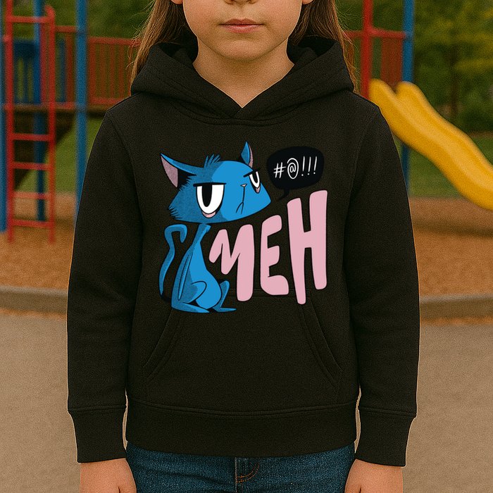 Annoyed Cat Meh Kids Hoodie
