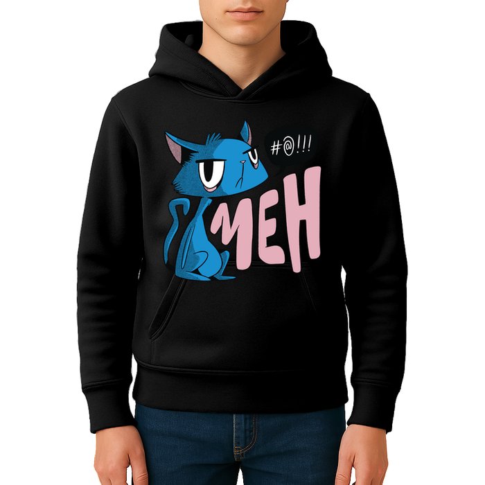 Annoyed Cat Meh Kids Hoodie