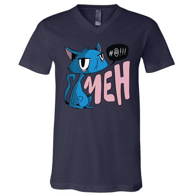 Annoyed Cat Meh V-Neck T-Shirt