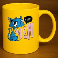 Annoyed Cat Meh 11oz C Handle Ceramic Mug