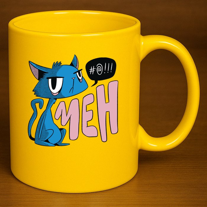 Annoyed Cat Meh 11oz C Handle Ceramic Mug