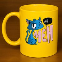 Annoyed Cat Meh 11oz C Handle Ceramic Mug