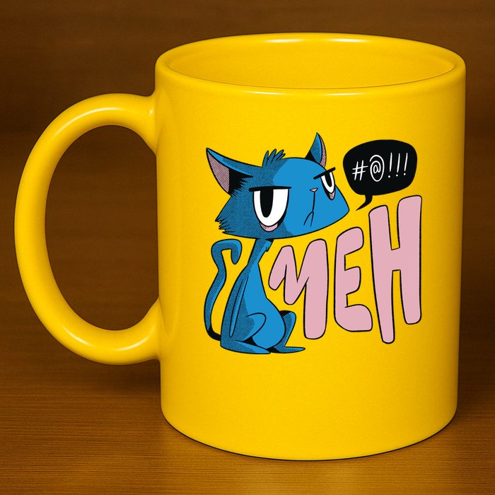 Annoyed Cat Meh 11oz C Handle Ceramic Mug
