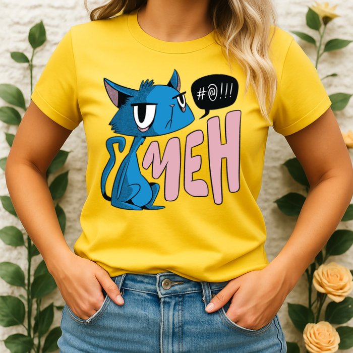 Annoyed Cat Meh Womens T-Shirt
