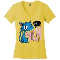 Annoyed Cat Meh Women's V-Neck T-Shirt