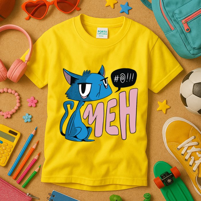 Annoyed Cat Meh Kids T-Shirt