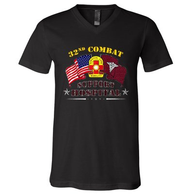 Army Combat Medic 32nd Combat Support Hospital Veteran V-Neck T-Shirt