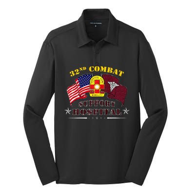 Army Combat Medic 32nd Combat Support Hospital Veteran Silk Touch Performance Long Sleeve Polo