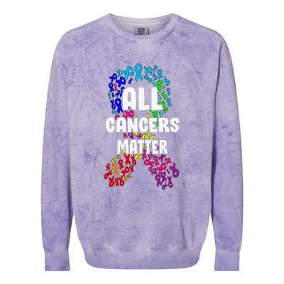 All Cancer Matters Awareness Day Ribbon Support Colorblast Crewneck Sweatshirt