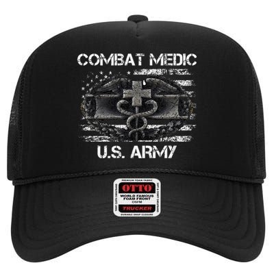 Army Combat Medic Veteran Gift For U.S A.R.M.Y. High Crown Mesh Back Trucker Hat