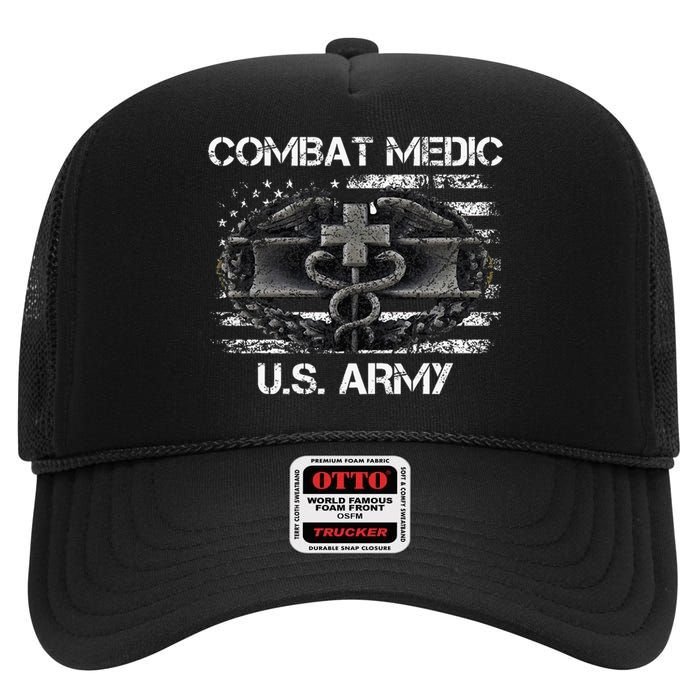 Army Combat Medic Veteran Gift For U.S A.R.M.Y. High Crown Mesh Back Trucker Hat