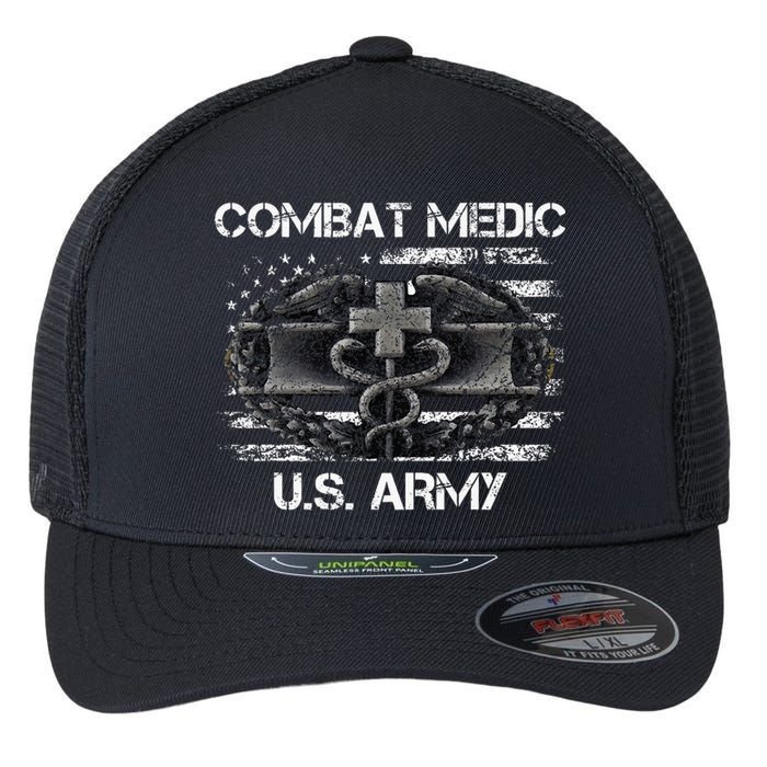 Army Combat Medic Veteran Gift For U.S A.R.M.Y. Flexfit Unipanel Trucker Cap