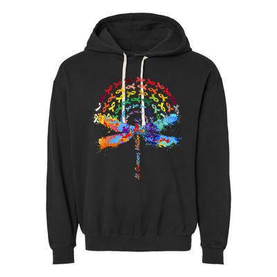 All Cancer Matters Awareness Day Ribbon Quote Garment-Dyed Fleece Hoodie