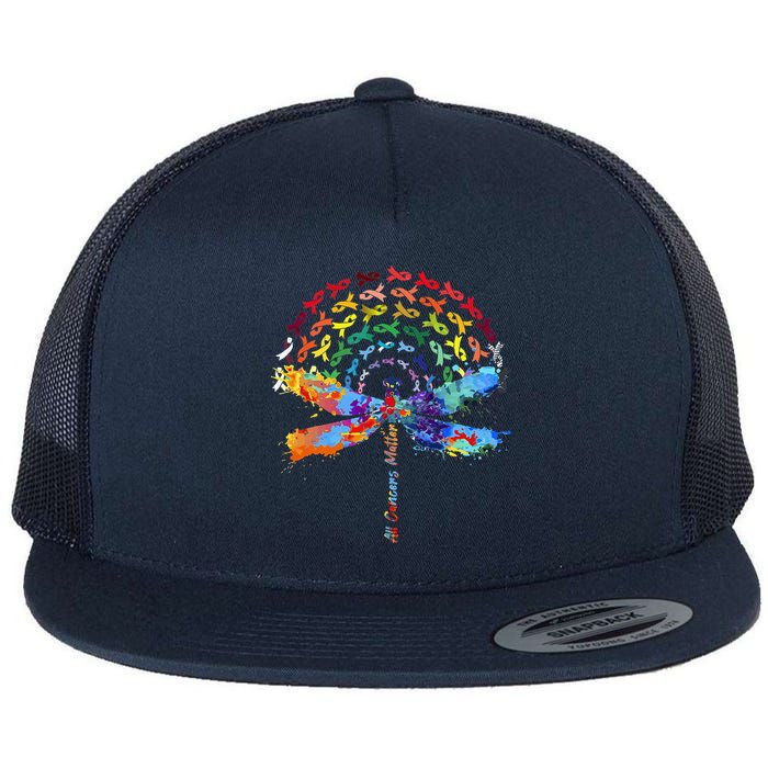 All Cancer Matters Awareness Day Ribbon Quote Flat Bill Trucker Hat