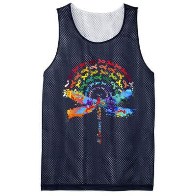 All Cancer Matters Awareness Day Ribbon Quote Mesh Reversible Basketball Jersey Tank