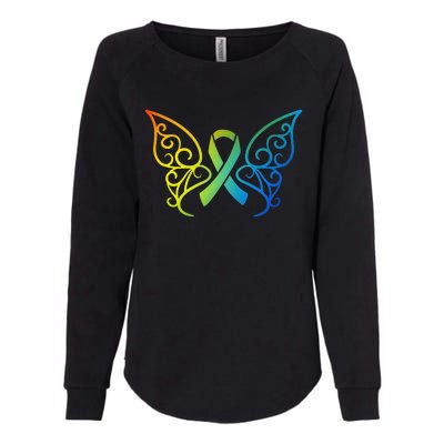 All Cancer Matters Awareness Butterfly All Ribbons Womens California Wash Sweatshirt