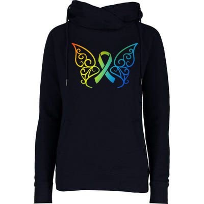 All Cancer Matters Awareness Butterfly All Ribbons Womens Funnel Neck Pullover Hood