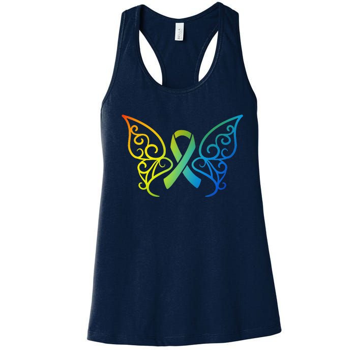 All Cancer Matters Awareness Butterfly All Ribbons Women's Racerback Tank