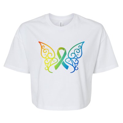 All Cancer Matters Awareness Butterfly All Ribbons Bella+Canvas Jersey Crop Tee