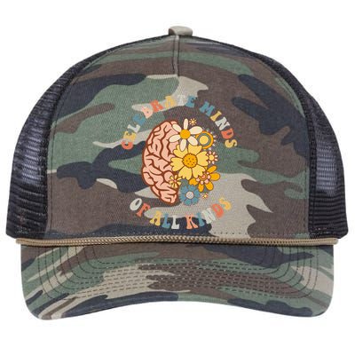 Autism Celebrate Minds Of All Kinds Neurodiversity Retro Rope Trucker Hat Cap