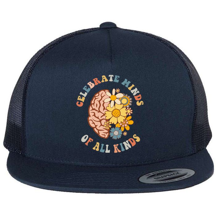 Autism Celebrate Minds Of All Kinds Neurodiversity Flat Bill Trucker Hat