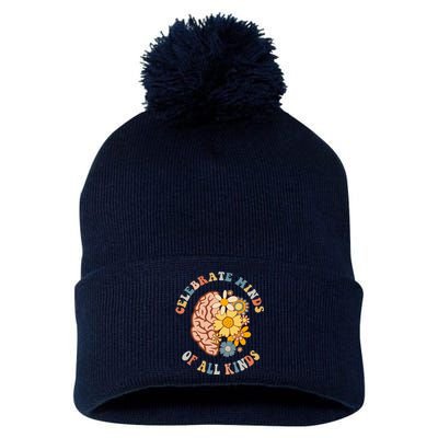 Autism Celebrate Minds Of All Kinds Neurodiversity Pom Pom 12in Knit Beanie