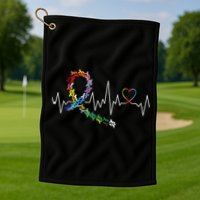 All Cancer Matters Awareness Day Heartbeat Golf Towel