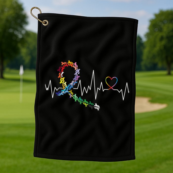 All Cancer Matters Awareness Day Heartbeat Golf Towel