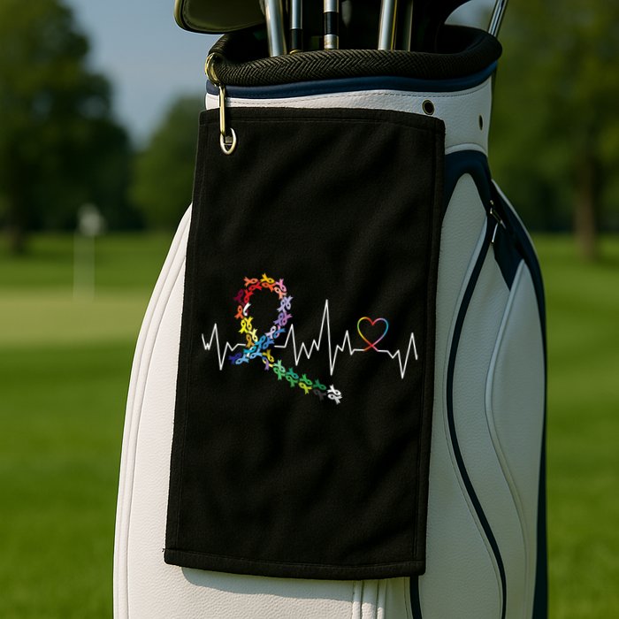 All Cancer Matters Awareness Day Heartbeat Golf Towel