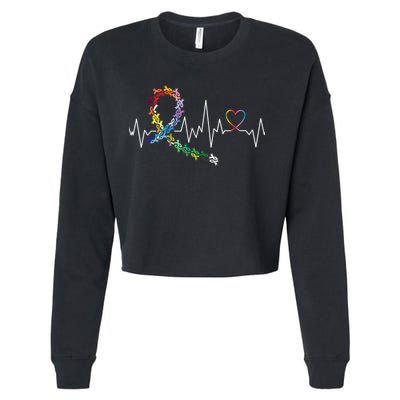 All Cancer Matters Awareness Day Heartbeat Cropped Pullover Crew