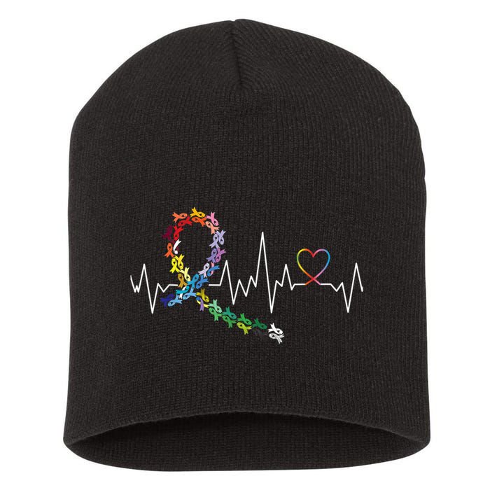 All Cancer Matters Awareness Day Heartbeat Short Acrylic Beanie