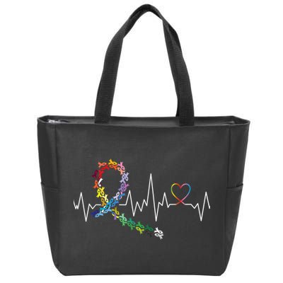 All Cancer Matters Awareness Day Heartbeat Zip Tote Bag
