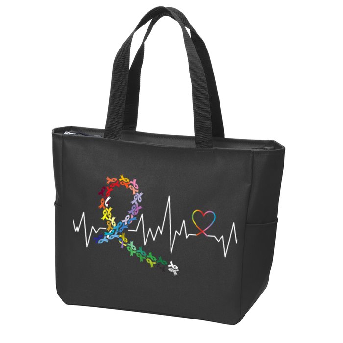 All Cancer Matters Awareness Day Heartbeat Zip Tote Bag
