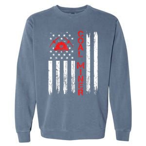 American Coal Miner USA Flag Tough Worker Garment-Dyed Sweatshirt