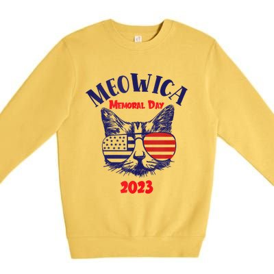 America Cat Memorial Day Design Gift Premium Crewneck Sweatshirt