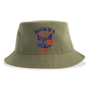 America Cat Memorial Day Design Gift Sustainable Bucket Hat