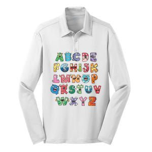 Abc Cute Monster Alphabet Halloween Teacher Costume Kids Silk Touch Performance Long Sleeve Polo