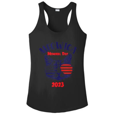 America Cat Memorial Day Design Gift Ladies PosiCharge Competitor Racerback Tank