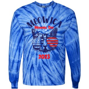 America Cat Memorial Day Design Gift Tie-Dye Long Sleeve Shirt