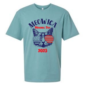 America Cat Memorial Day Design Gift Sueded Cloud Jersey T-Shirt