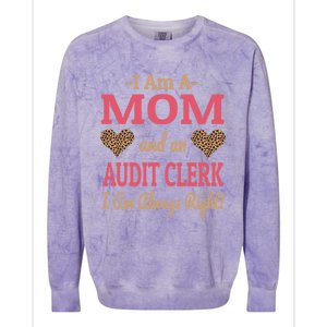 Audit Clerk Mom Leopard Print Hearts Funny Saying Gift Colorblast Crewneck Sweatshirt